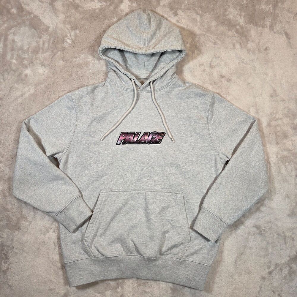 Palace Metal Hood Hoodie Mens M Grey Marl Metallic Logo FW19 Skate Streetwear